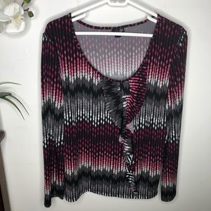 East 5th Ruffle Front Long Sleeve Top XL